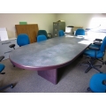 Grey Stone Style 10' Boardroom Table Dark Trim & Base